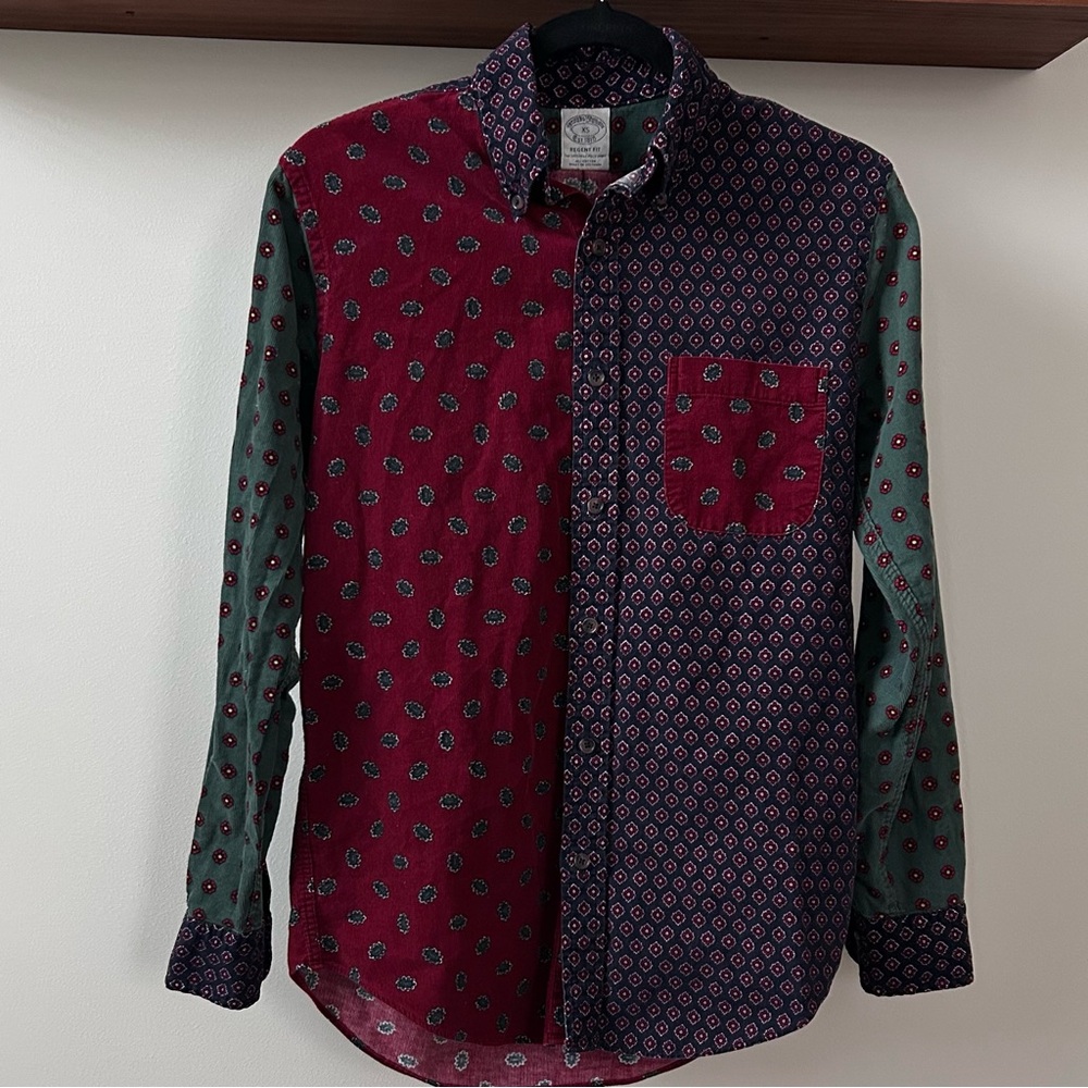 Brooks Brothers Multicolor Regent Fit Dress Shirt Corduroy Panel